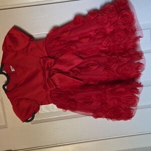 Elegant Red Dress In 2T with Floral Details